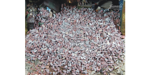 Ziegeltrümmer rot mit Mörtel 150g